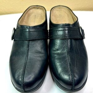Easy Spirit Women's Black Leather Clog Size 11 Buckle Accent‎